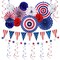 Fourth of July Decorations Red White Blue Decorations Set of Paper Fans